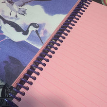 Load image into Gallery viewer, Notebook with a pink lined pages, featuring a bird illustration on the cover.