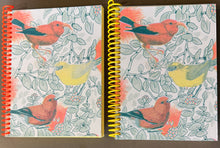 Load image into Gallery viewer, Spiral-bound notebook with bird and leaf pattern on cover
